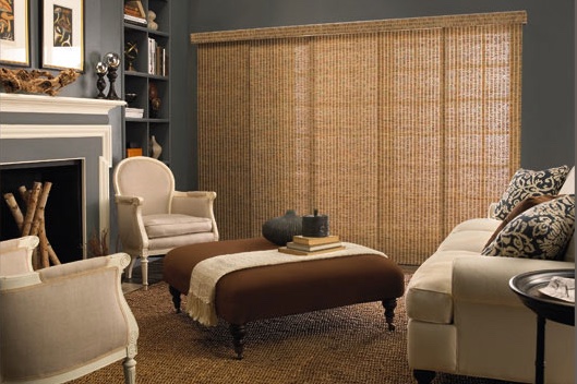 woven shades in living room